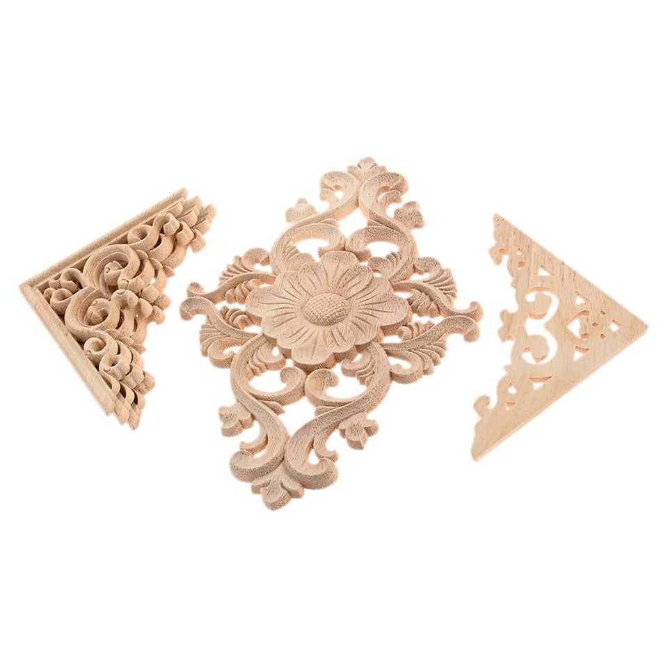 Appliques Décoratives En Bois Classique - Lot 5 Pièces (24x15cm + 4x18x7cm)