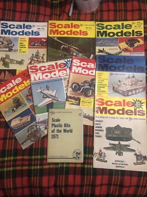 8x Scale Models Inc. 1st/2nd Issues 1969 + Scale Plastic Kits of the World 1971