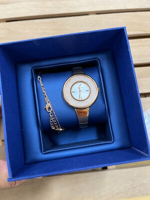 Swarovski Crystalline Rose Gold Tone Watch and Bracelet Set