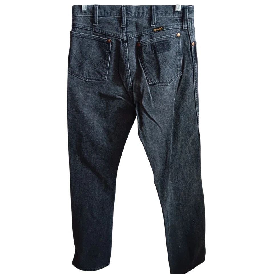 31x36 Men's Vintage Wrangler Jeans USA Faded Black Rocker Made IN USA 13MWZPB - Image 4 of 4