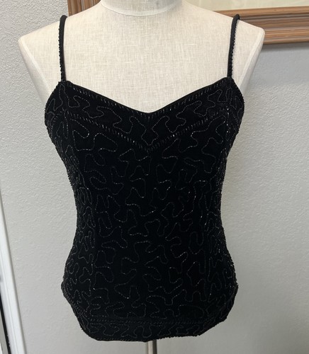 Vtg. Y2K Apart Impressions Beaded Sequin Corset Back Halter Tank Top 8 EXCELLENT