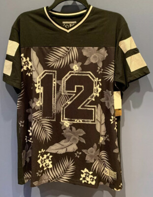 Mens Medium Hawaiian Style Tshirt, Burn Side, Black, Tropical NWT #12