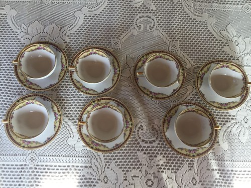 Antique C. Ahrenfeldt Repose Limoges France 7 Cups and Saucers - Picture 1 of 6