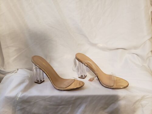 Fashion Nova Maria The Glass Slipper Slingback Heeled Patent Lucite Sandal - Picture 1 of 5