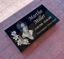 Headstone Tombstone 24x12x4 inches Solid Black Granite Diamond Engraved