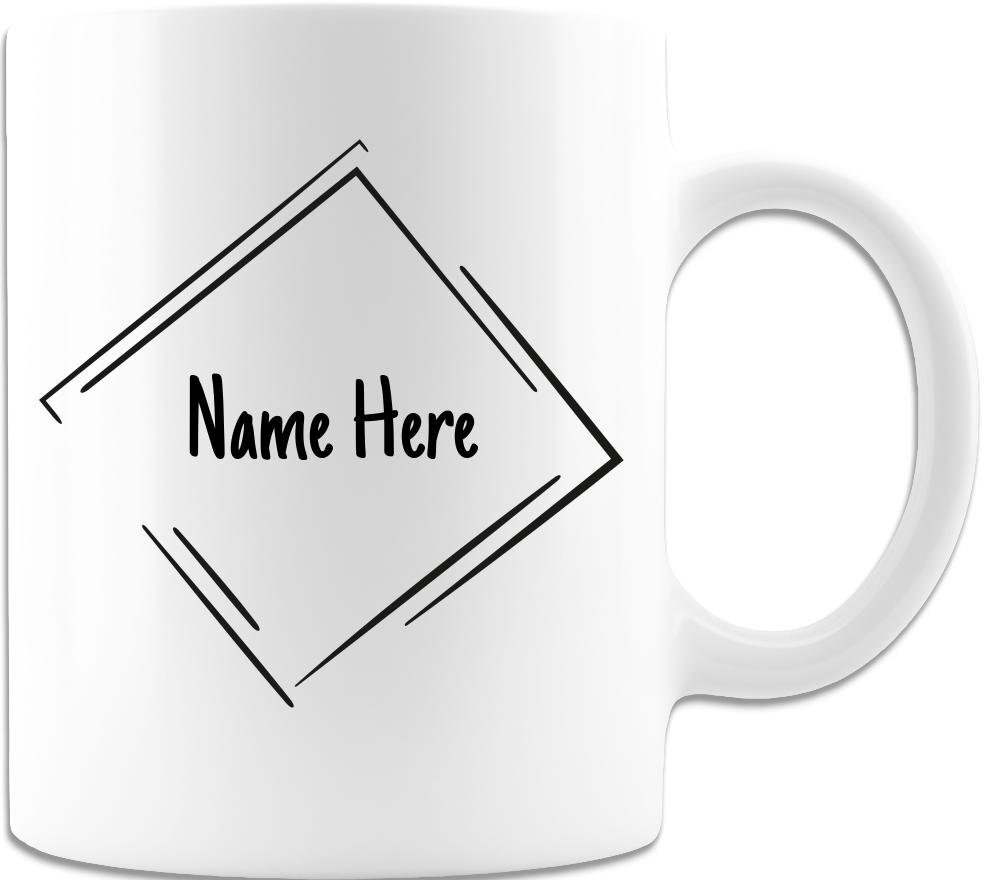 Personalized With Name Coffee Mug Diamond Geometric Design Around Name Customize