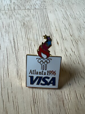 Atlanta 1996 Olympics VISA Hat/Lapel Olympic Torch pinback