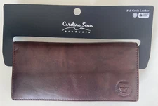 Harvard University Women's Leather Wallet,NWT,Coffee Brown,Carolina Sewn,Logo