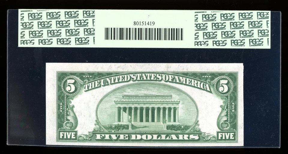 DBR 1934-A $5 FRN New York Fr. 1957-B PCGS 63 PPQ Serial B64198681B - Image 2 of 2