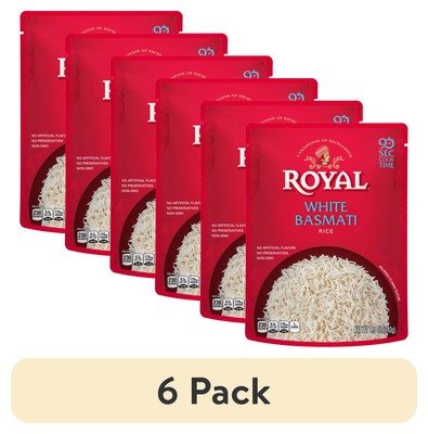 (6 pack) Authentic Royal Ready-to-Heat Long Grain White Basmati Rice, 8.5 oz