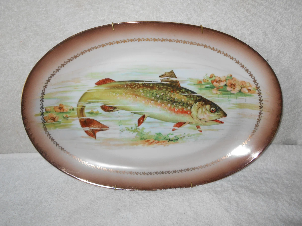 Danam Antik * Set of 12 Royal Copenhagen Art Nouveau Fisk Service plates  with Fish bordr No 30, bordr 