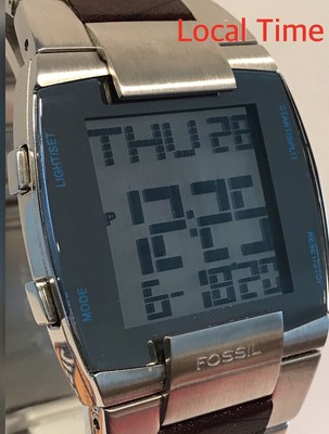 Fossil Dual Time Mirror-like Square 