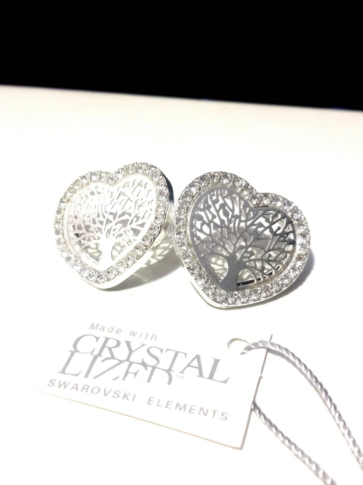 Orecchini Donna Albero della Vita SWAROVSKI ELEMENTS ORIGINALI Cristalli Argento - Immagine 4 di 4
