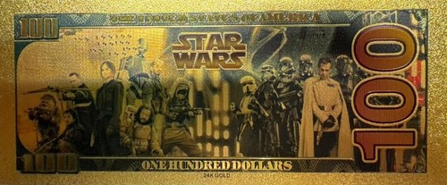 24k Gold Plated Anakin Skywalker Collectible Novelty Star Wars Banknote - Picture 2 of 2