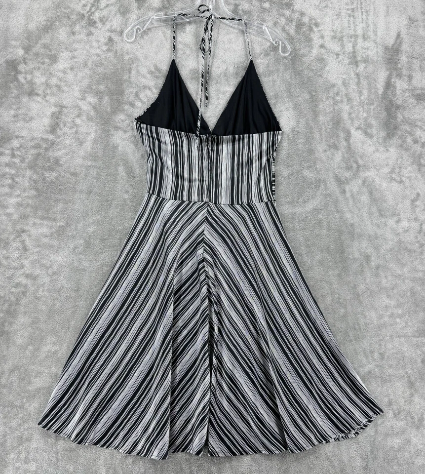 Vestido Vintage Alyn Paige Mujer 6 Halter Satinado Rayas Retro Años 90 Y2K Retro Negro Foto 2 de 4