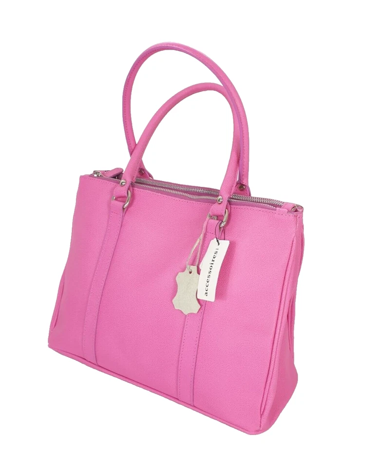 57) C&A Damen Tasche Ledertasche Rosa Neu Echtes Leder Barbie -Tasche Handtasche - Bild 2 von 4