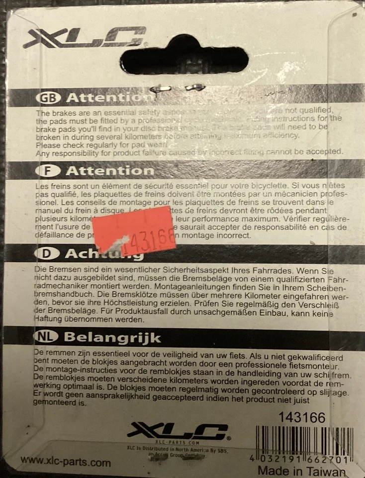 Pastillas de freno de disco XLC para Shimano Deore M-555 y Nexave C901 hidráulicas Foto 2 de 2