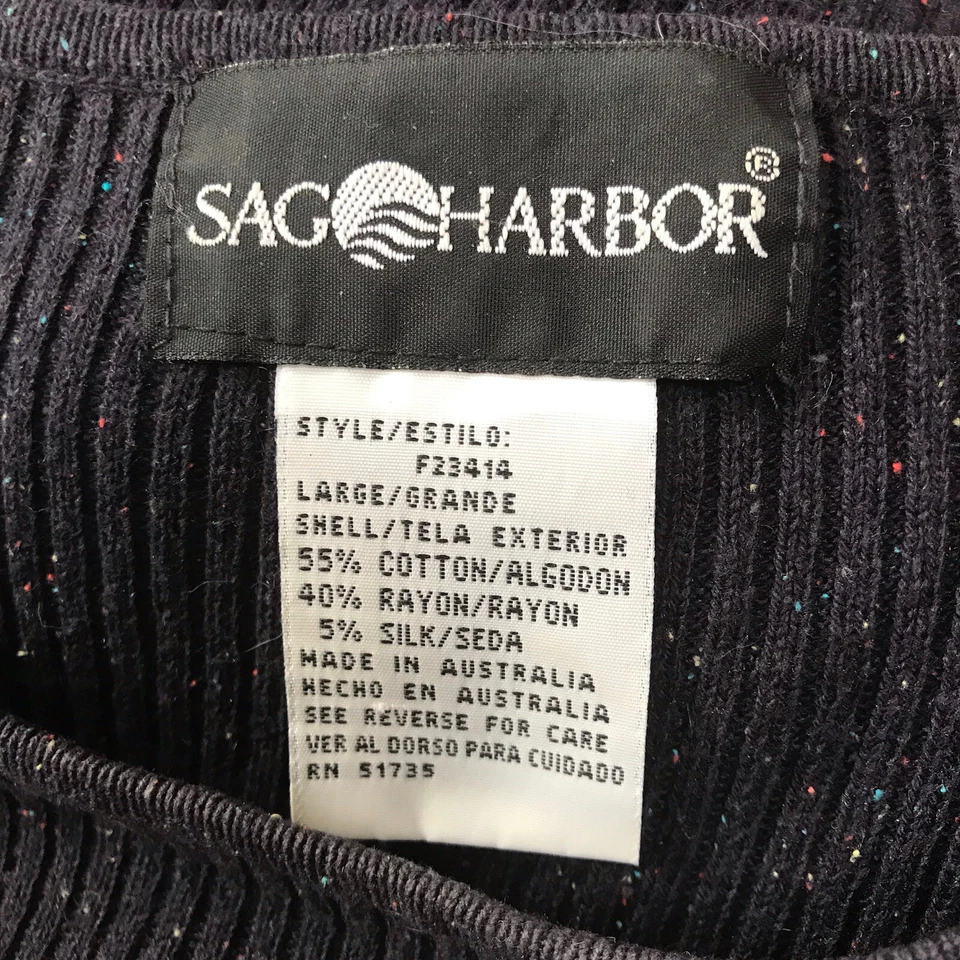 Vintage 90s Y2K Ribbed Top Large Blue Knit Rainbow Speckled Stretch Silk Stretch - Image 2 of 4