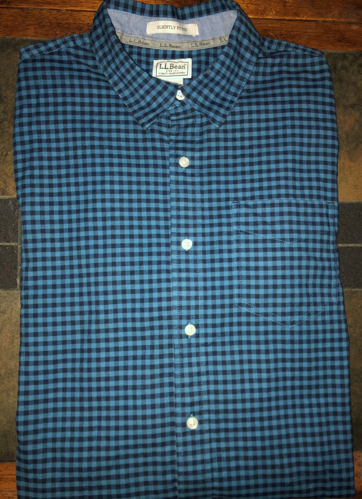 Men's L.L.Bean Fitted Long Sleeve Checked Button-Up Shirt Medium Regular Fit