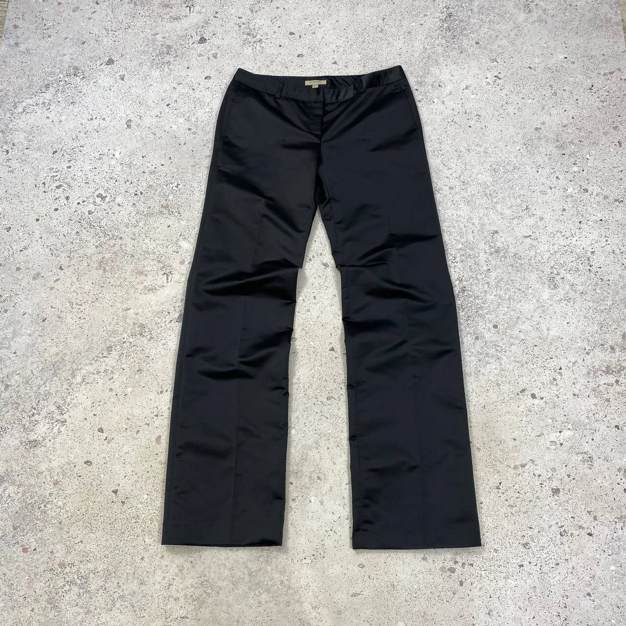 Pantaloni neri classici Burberry London lusso 100% poliestere taglia UK8 USA6 ITA 40