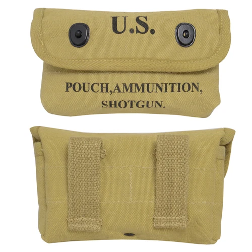 WW2 US Army Khaki Shotgun Ammunition Pouch - Military Canvas Reproduction