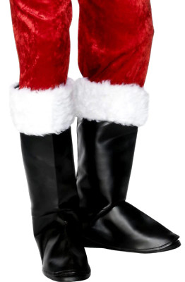 Weihnachtsmann Stiefelüberzieher schwarz Herren Weihnachtsmann Kostüm Xmas Outfit Accessoire