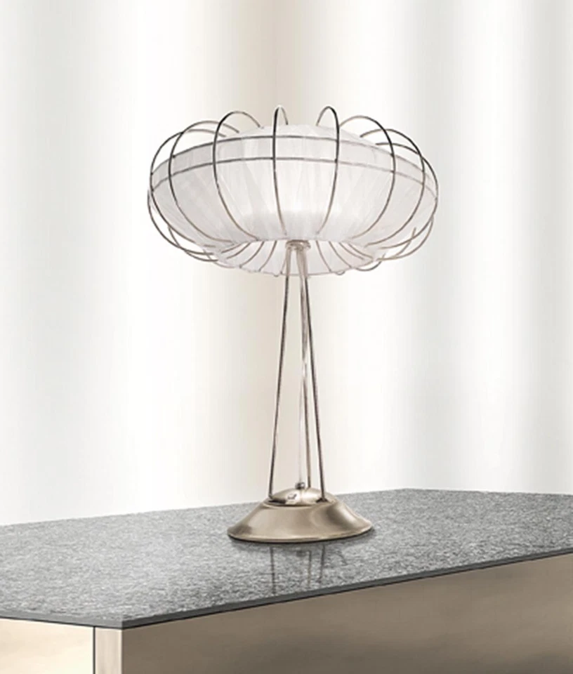 Lampe De Chevet Luminaire Classique Chromé Avec Abat-Jour Blanc - Photo 1/1