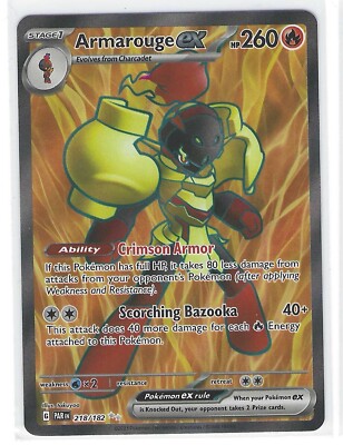 armarouge ex pokemon card value 027/182 Rare Double (SV04 Paradox Rift) + 1 TitanCards Toploader Toys The item may be similar but not exactly the same as the image (e.g Pokemon Trading Card Game Pitch