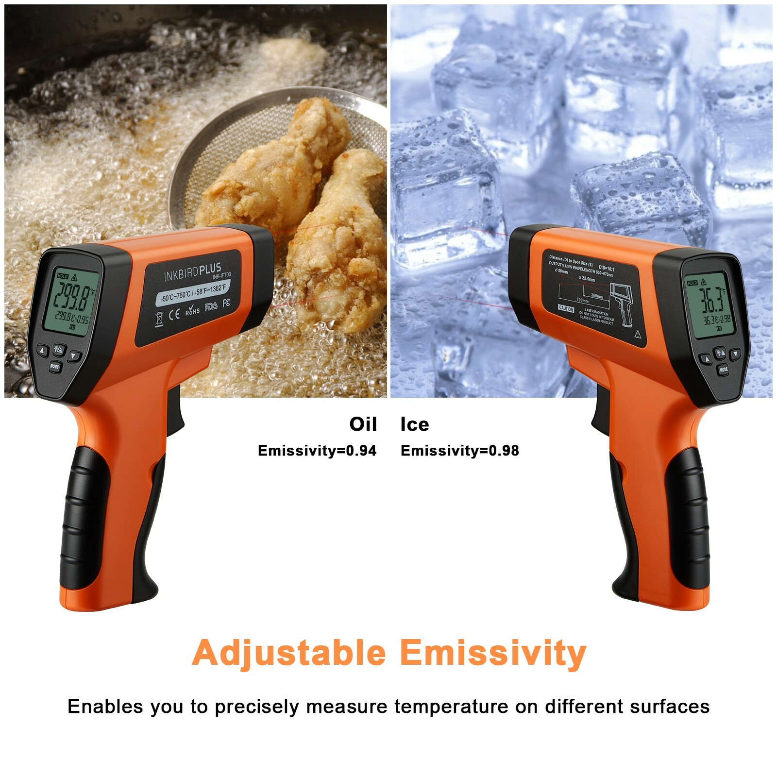 Infrared Thermometer Temperature Gun Cooking BBQ Meter NonContact 50