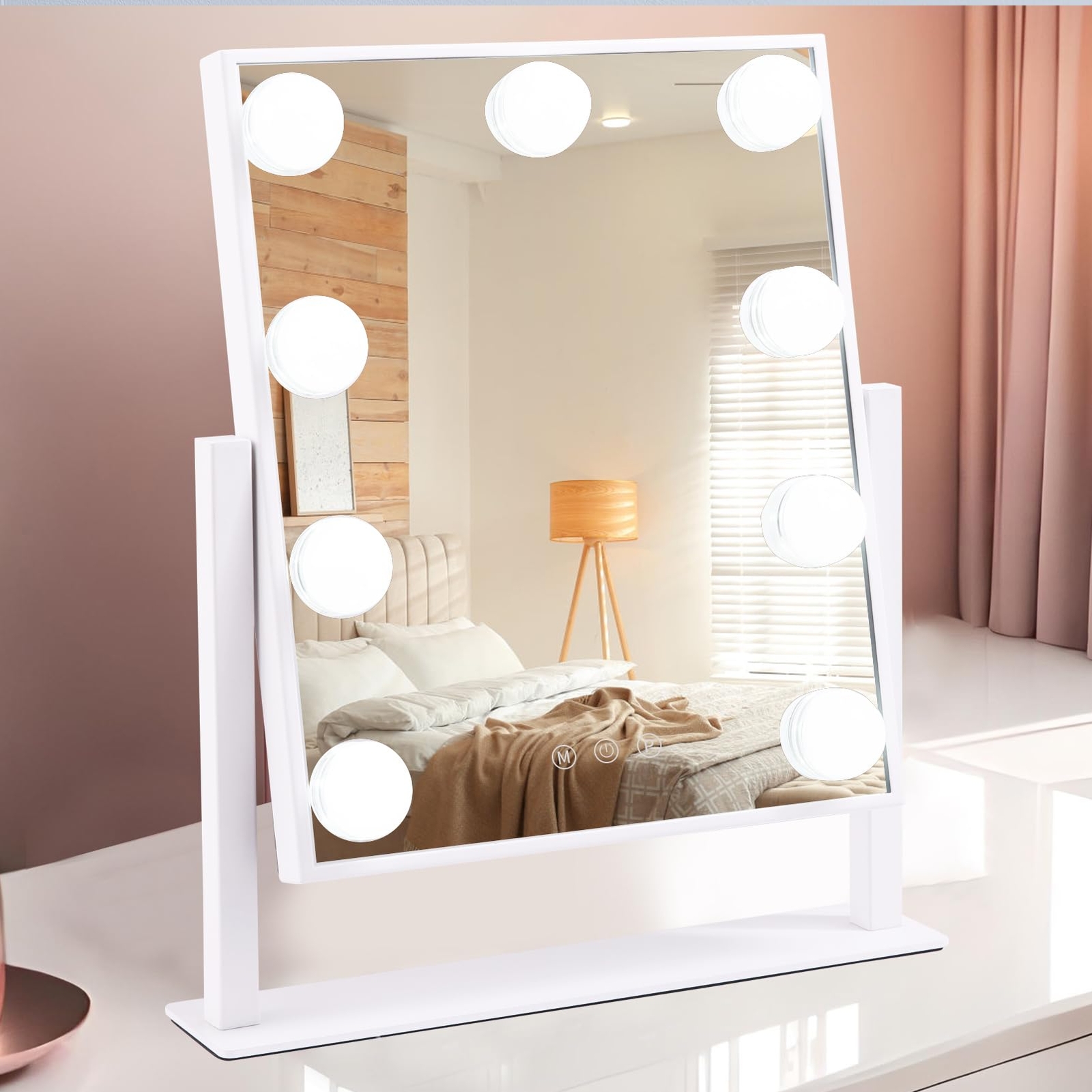 Hollywood Vanity Mirror with 9 Dimmable LED Lights for Makeup
