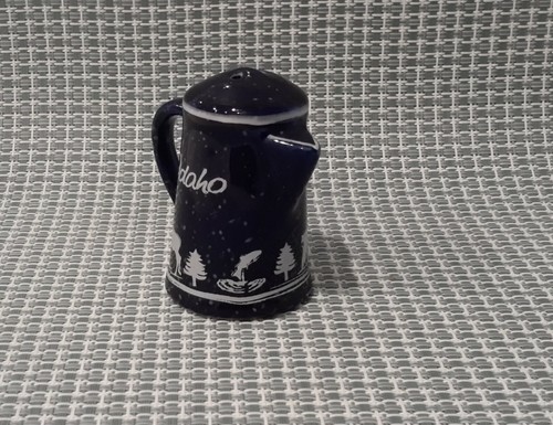 State Souvenir "Idaho" Blue Coffee Pot Ceramic Salt /Pepper Shaker Single - Picture 3 of 8