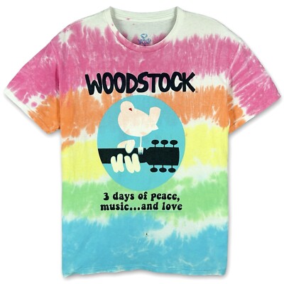 Woodstock T Shirt Adult M Liquid Blue Tie Dye Tee