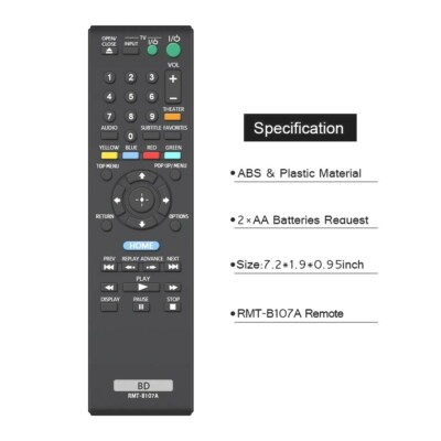 Replace Remote for Sony BDP-S770 BDP-BX57 BDP-S1700ES BDP-S370 BDP-S470 BDPBX37 