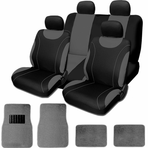 For Hyundai New Black and Grey Flat Cloth Car Truck Seat Covers Carpet Mat Set - Bild 1 von 8