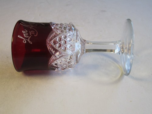 VTG Ruby Stain Souvenir Wine LOVE TO MOTHER 1940 Script Marked - Picture 4 of 4