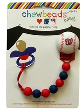 Chewbeads Baby Pacifier Clip Holder Silicone Safe Washington Nationals Baseball