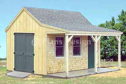 12' x 16' Cottage / Cabin Shed With Porch Plans #81216 - Picture 1 of 2