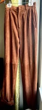 Ralph Lauren 100 soft Suede Leather Straight Leg Rich Brown Pants size 6