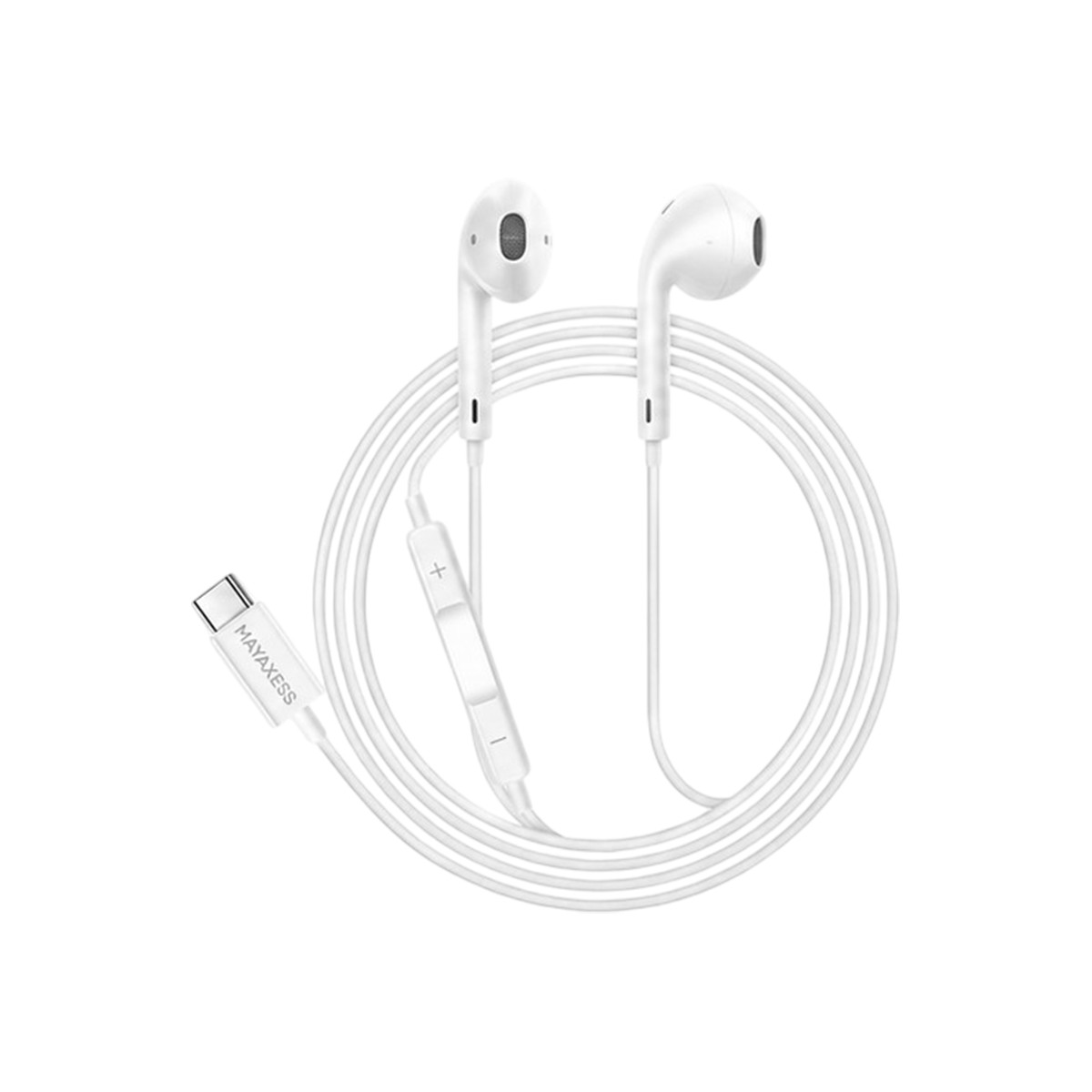 Écouteurs filaires USB-C Mayaxess pour Galaxy S26 avec micro noir