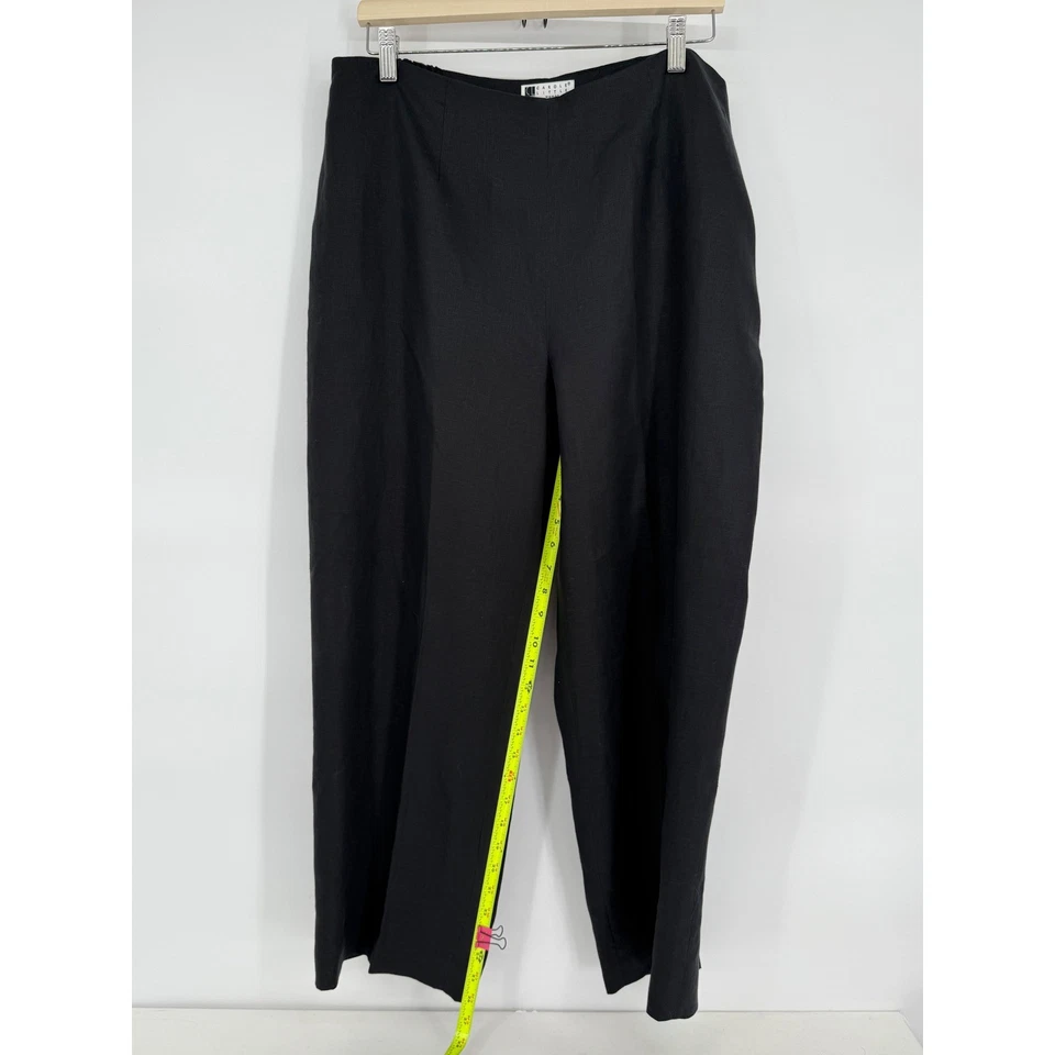 Pantalón Carole Mujer Pequeña Talla 18W Negro Recortado Pierna Ancha Pantalones Carrera Lino Foto 4 de 4