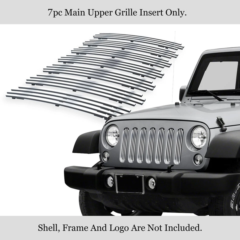 Compatível com grade de tarugo estilo vertical de aço inoxidável Jeep Wrangler JK 2007-2018 - Imagem 2 de 4