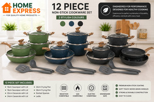12 Piece Non Stick Cookware Set Induction Pots & Pans Kitchen Granite Coating