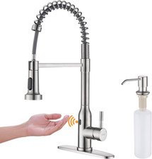 Brushed Nickel Smart Touchless Kitchen Faucet with Pull Down Sprayer