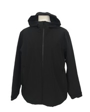 Goodmove Men's Rain Coat Black Hooded Waterproof Pocket Fleece Lined Zip New