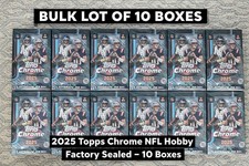 2025 TOPPS CHROME FOOTBALL FACTORY SEALED HOBBY BOX x 10