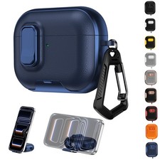 For Airpods Pro 3 2025/Pro 2/Airpods 4 PU Leather Stand Safe Lock Keychain Case