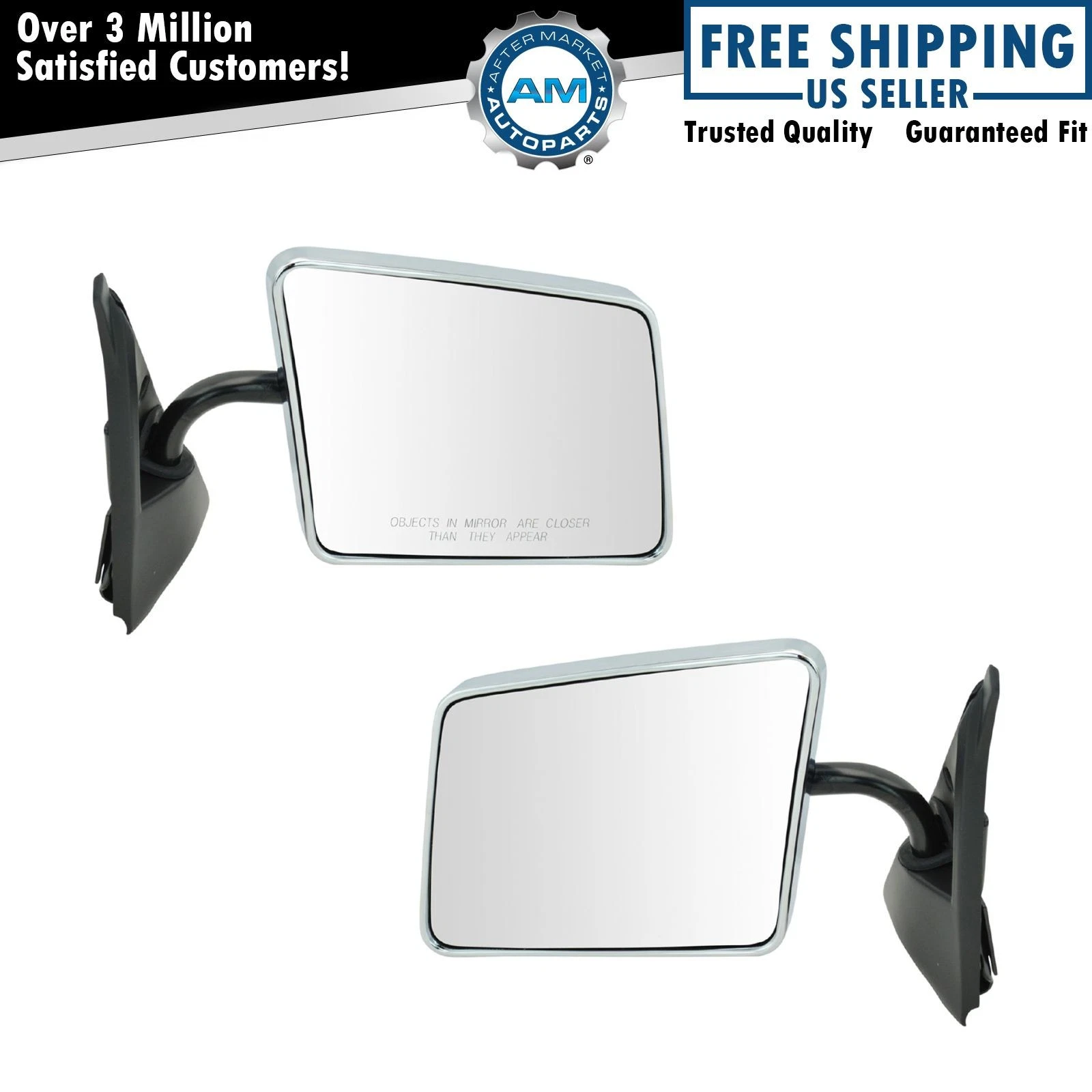 TRQ Stainless Steel Chrome Manual Side View Mirrors Pair for S10 S15 Pickup SUV