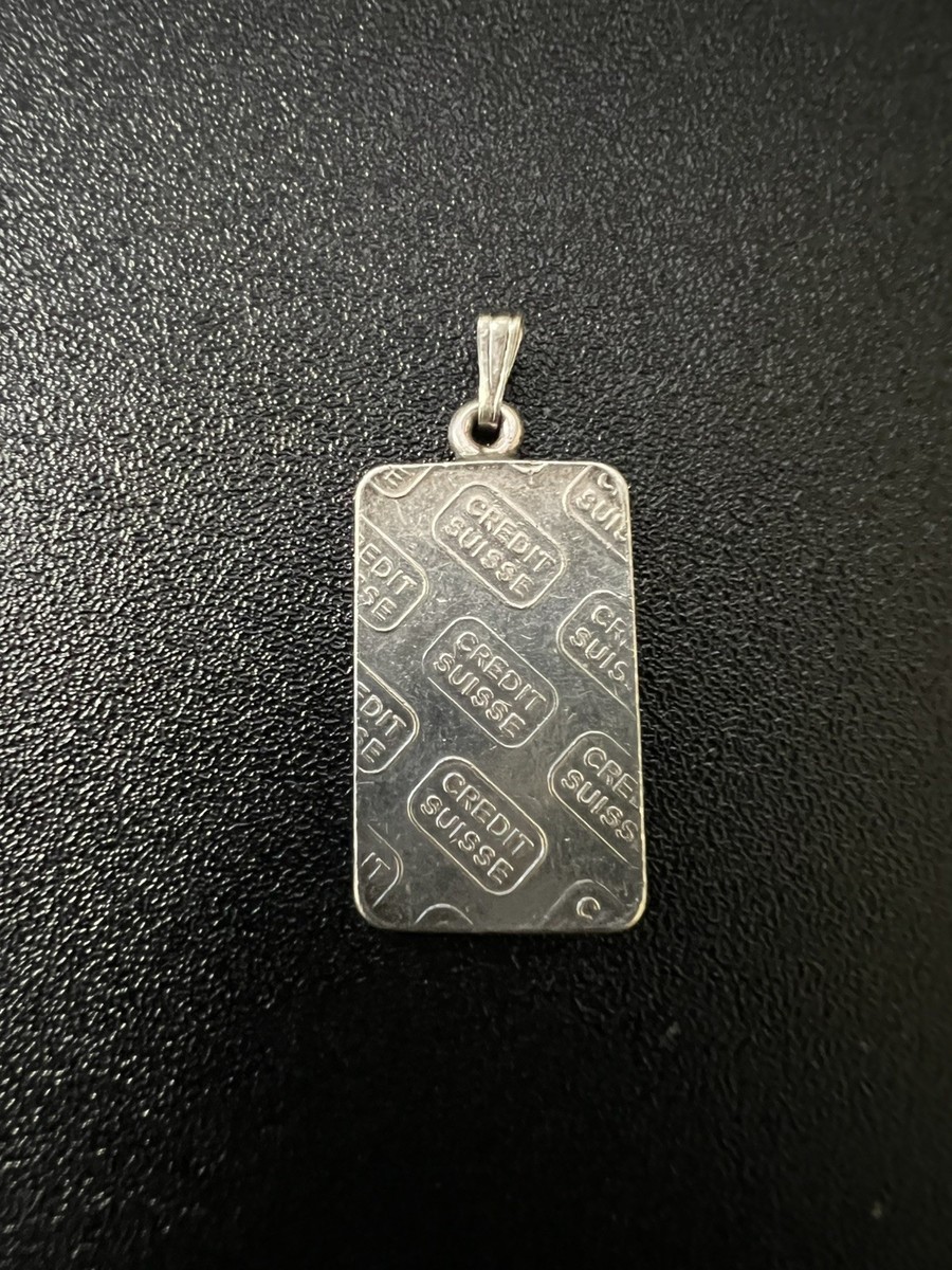 Unique Vintage Credit Suisse 5 gram .999 Fine Silver Bar Pendant