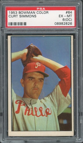 1953 Bowman Color Curt Simmons #64 card
