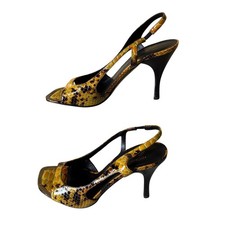 Donald Pliner Python Patent Leather Shoe New Metal Toe Rand Sandal 360 NIB Sz 6